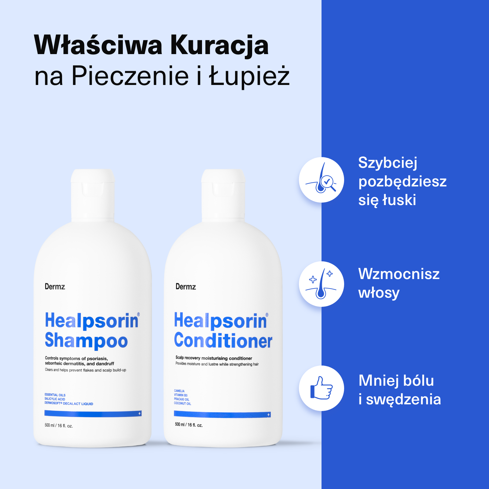Oferta Specjalna: Zestaw Szampon + Odżywka Healpsorin (drugi szampon gratis)