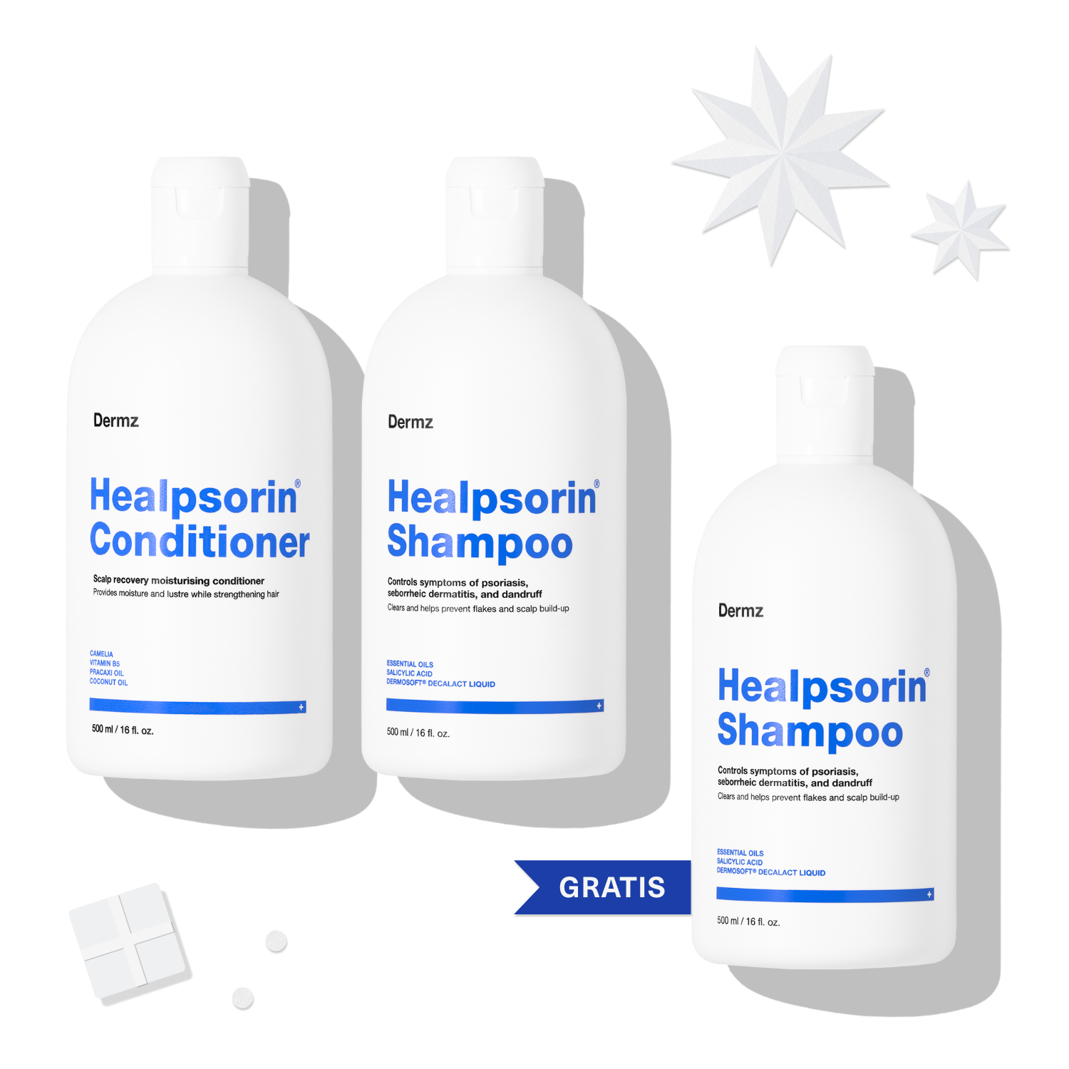 Oferta Specjalna: Zestaw Szampon + Odżywka Healpsorin (drugi szampon gratis)