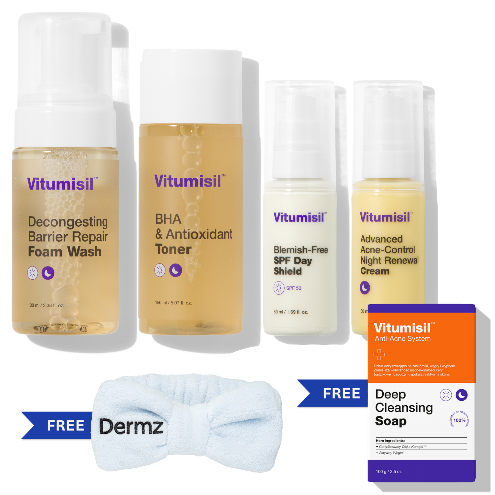 4-Stopniowy Zestaw Vitumisil + Mydełko i Opaska Dermz