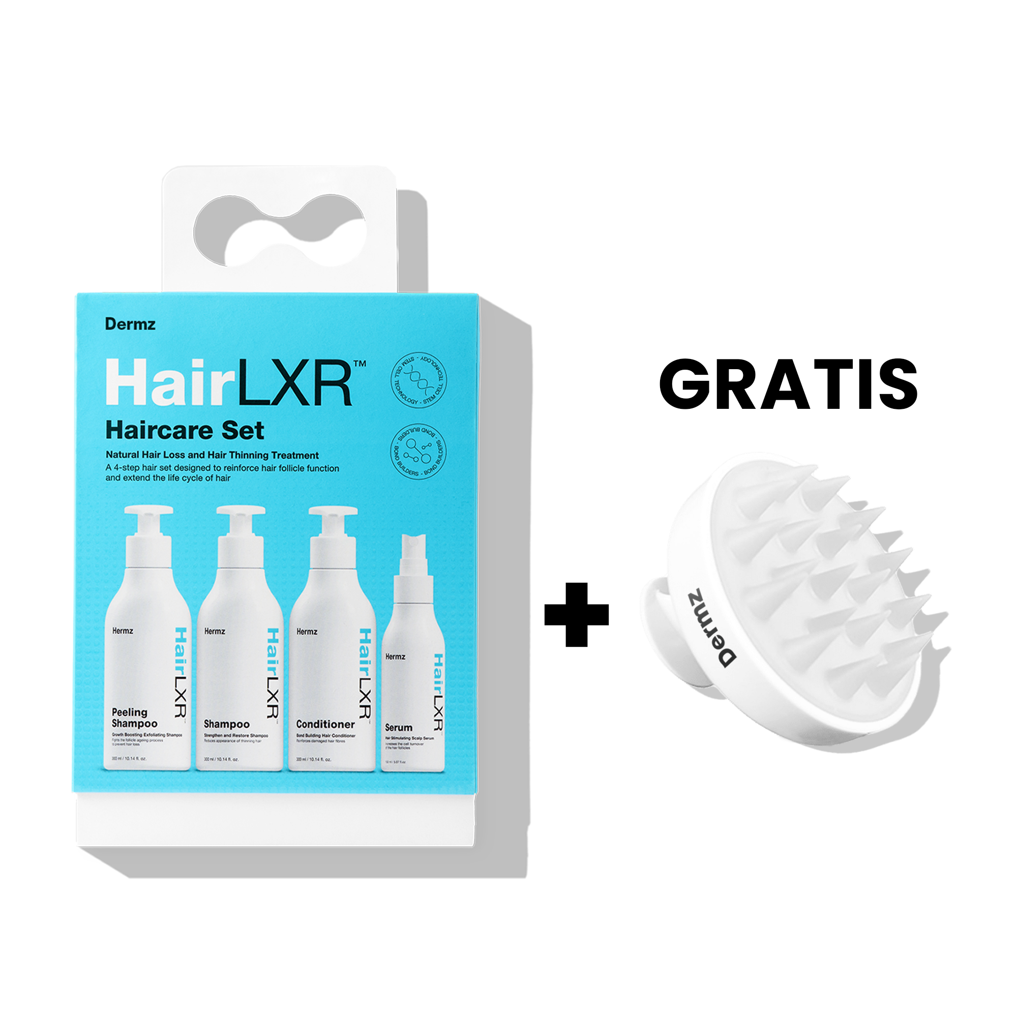 4-Stopniowy Zestaw HairLXR + Szczotka do Masażu Głowy
